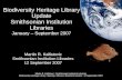 Biodiversity Heritage Library Update: Smithsonian Institution Libraries (January - September 2007)