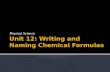 Unit 12 Chemical Naming and Formulas
