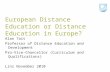 Linz University, European distance education or distance education in Europe, 2010