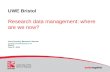 "Research data management: where are we now?" Jenni Crossley, DARTS4