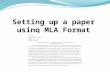 Setting Up A Paper Using Mla Format