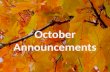 October 2012 announcements