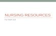 Nursing resources