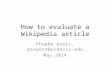 How to evaluate a Wikipedia article