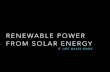 Renewable Power From Solar Energy