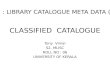 Classified  catalogue (Tony Vimal)