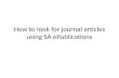 How to find journal articles using SA ePublications