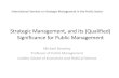 Michael Barzelay: "Strategic Management, and its (Qualified) Significance for Public Management"