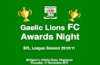 Gaelic Lions FC Awards Night, EFL 2010-11 Season