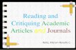 Reading and Critiquing Academic Articles and Journals