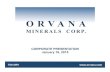 Orvana Minerals - Corporate Presentation