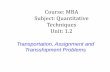 Mba i qt unit-1.2_transportation, assignment and transshipment problems