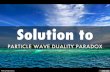 Solution to Particle Wave Duality Paradox