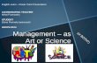 Management – as art or science?