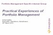 Practical experiences of portfolio management