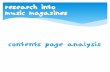 Content Page Analysis of 3 Music Magazines