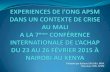 Experience du Mali par Jeremy Sagara, APSM