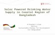 Solar Water Supply to the Coastal Population of Bangladesh By GIZ - SED