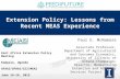 EXTENSION POLICY: LESSONS FROM MEAS EXPERIENCE