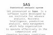 Sas Statistical Analysis System