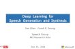 Deep Learning for Speech Generation and Synthesis