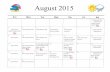 August 2015 Calendar of Events