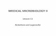 Medical Microbiology II Lecture 11