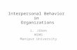 Interpersonal Behavior in Organizations