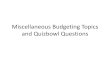 Miscellaneous Budgeting Topics