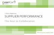 LeanCor Logistics Webinar: Supplier Performance - The Keys to Collaboration