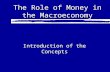 The Role of Money in the Macroeconomy Introduction of the Concepts.