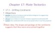 Chapter 17: Plate Tectonics 17.1 – Drifting Continents Objectives  Identify the lines of evidence that led Alfred Wegener to suggest that Earth’s continents.