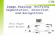 1 Image Parsing: Unifying Segmentation, Detection, and Recognition Shai Bagon Oren Boiman.