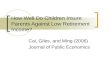How Well Do Children Insure Parents Against Low Retirement Income? Cai, Giles, and Ming (2006) Journal of Public Economics.