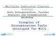 Multiple Indicator Cluster Surveys Data Interpretation, Further Analysis and Dissemination Workshop Examples of Dissemination Tools developed for MICS.