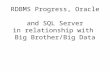 RDBMS Progress, Oracle and SQL Server in relationship with Big Brother/Big Data.