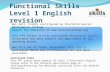 Functional Skills Level 1 English revision Curriculum links This PPT covers many aspects of Level 1 Functional English. Please refer to the resource description.