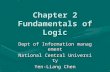 Chapter 2 Fundamentals of Logic Dept of Information management National Central University Yen-Liang Chen.