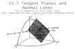 13.7 Tangent Planes and Normal Lines for an animation of this topic visit rogness/multivar/tanplane_withvectors.shtml.
