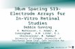 IWORID 2004, University of Glasgow 30  m Spacing 519-Electrode Arrays for In-Vitro Retinal Studies Debbie Gunning K. Mathieson 1, C. Adams 1, W. Cunningham.