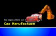 Car Manufacture How organizations use ICT. Objectives Have an understanding of how organizations use ICT. Be able to describe a number of uses, giving.