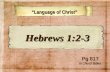 “Language of Christ” “Language of Christ” Pg 817 In Church Bibles Hebrews 1:2-3 Hebrews 1:2-3.