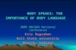 1 BODY SPEAKS: THE IMPORTANCE OF BODY LANGUAGE BODY SPEAKS: THE IMPORTANCE OF BODY LANGUAGE 2005 NACADA National Conference Kris Rugsaken Ball State university.