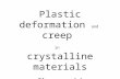 Plastic deformation and creep in crystalline materials Chap. 11.