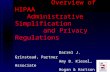 Overview of HIPAA Administrative Simplification and Privacy Regulations Darrel J. Grinstead, Partner Amy B. Kiesel, Associate Hogan & Hartson L.L.P.