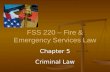 Chapter 5 Criminal Law FSS 220 – Fire & Emergency Services Law.