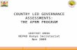 COUNTRY LED GOVERNANCE ASSESSMENTS: THE APRM PROGRAM GEOFFREY OMEDO NEPAD Kenya Secretariat Nov 2009.