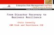 From Disaster Recovery to Business Resilience Chris Connelly IBM Risk and Resilience COE.