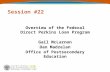 Session #22 Overview of the Federal Direct Perkins Loan Program Gail McLarnon Dan Madzelan Office of Postsecondary Education.
