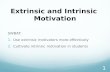 Extrinsic and Intrinsic Motivation SWBAT:  Use extrinsic motivators more effectively  Cultivate intrinsic motivation in students 1.
